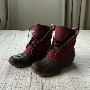 L.L. Bean Red and Brown Winter Boots